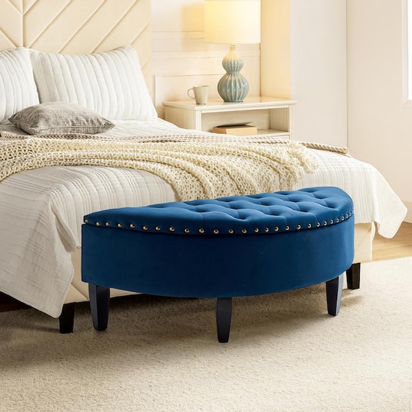 Navy deals tufted bench