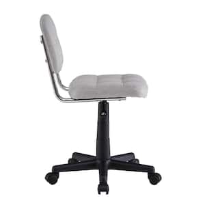 Office Stool Modern Armless Home Office Desk Chair 360-Degree Rolling Swivel Adjustable Height Linen Fabric, Gray