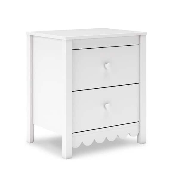 Hallityn White 2-Drawers 21.34 in. W Nightstand