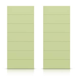 60 in. x 84 in. Hollow Core Sage Green Stained Composite MDF Interior Double Closet Sliding Doors