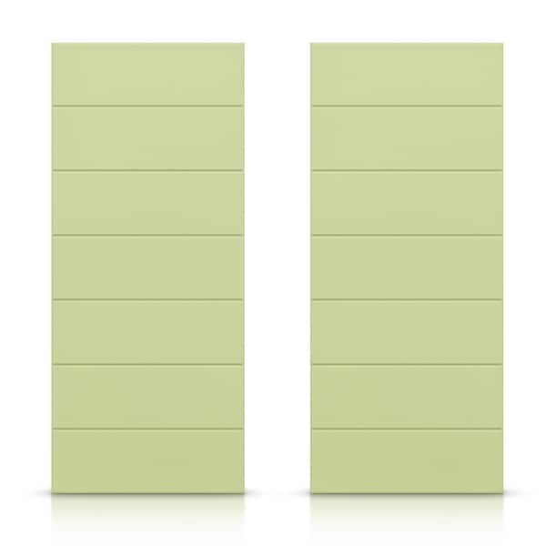 CALHOME 72 in. x 96 in. Hollow Core Sage Green Stained Composite MDF Interior Double Closet Sliding Doors