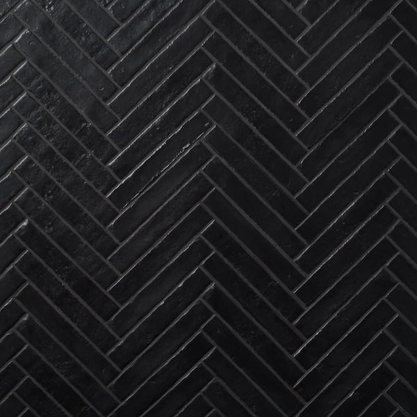 Ivy Hill Tile Virtuo Matte Black 1.45 in. x 9.21 in. Crackled Ceramic Subway Wall Tile (4.65 sq. ft./Case)