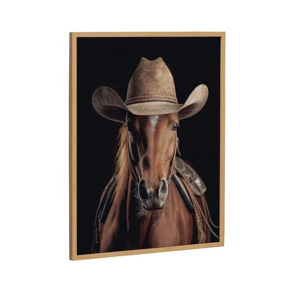 Gallery Horse Wearing a Western Cowboy Hat by Gold Framed Art Print 16 in. x 20 in.