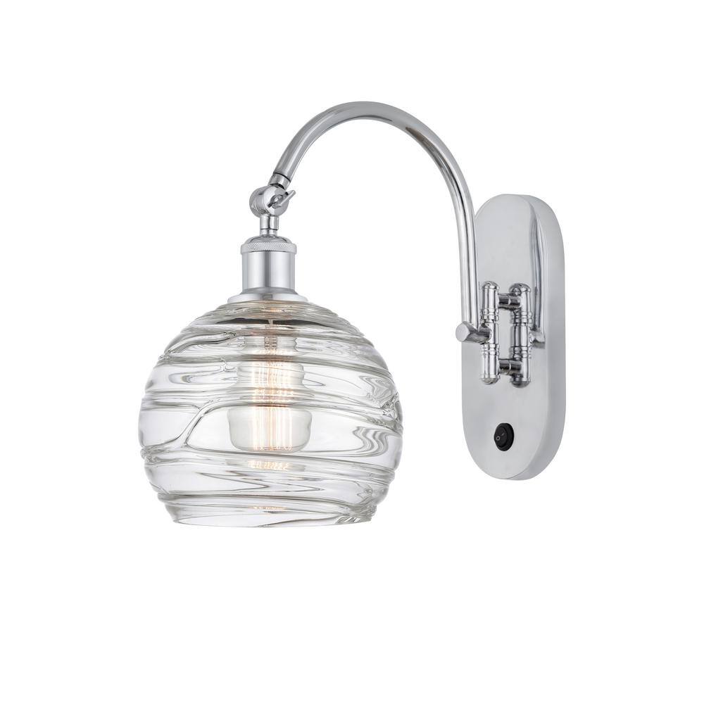 Athens Deco Swirl 1-Light Polished Chrome, Clear Deco Swirl Wall Sconce with Clear Glass Shade price history on PriceWatchPro