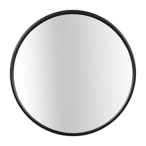 24 in. W x 24 in. H Round Wall Mirror with Black Finish Wood Frame