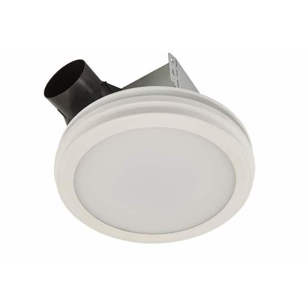 Roomside Series Decorative White 110 CFM Ceiling Humidity Sensing Bathroom Exhaust Fan with LED Panel, ENERGY STAR Roomside Series Decorative White 110 CFM Ceiling Humidity Sensing Bathroom Exhaust Fan with LED Panel, ENERGY STAR
