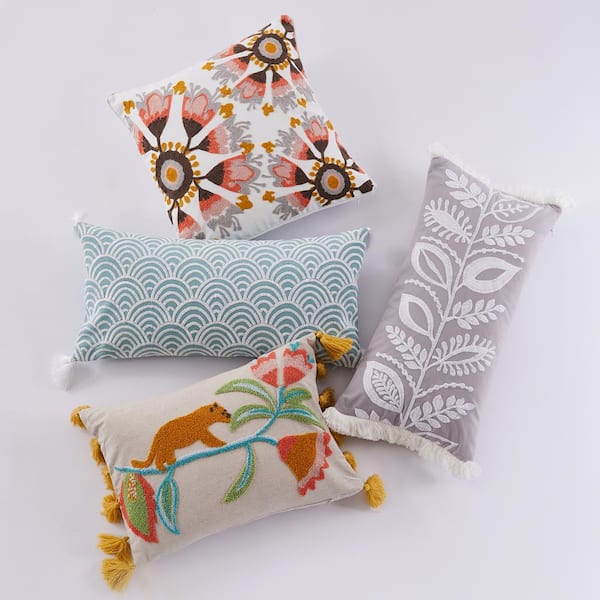 Pillow Perfect Tropic Floral - Cojín para tumbona con respaldo sólido para  interiores y exteriores con lazos, relleno de fibra de felpa, resistente a