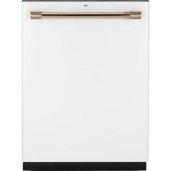 Cafe 24 in. Fingerprint Resistant Matte White Top Control Smart Built-In Tall Tub Dishwasher with 3rd Rack and Quiet 40 dBA
