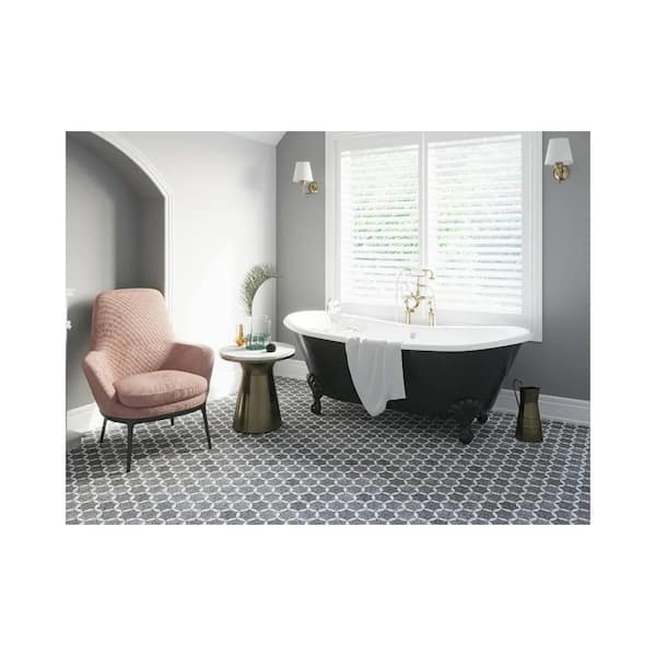 Stellare 12 in. x 13 in. Honed Charcoal Gray-Black Terrazzo, Marble MosaicWall and Floor Tile (5.46 sq. ft./case)-5 Pack
