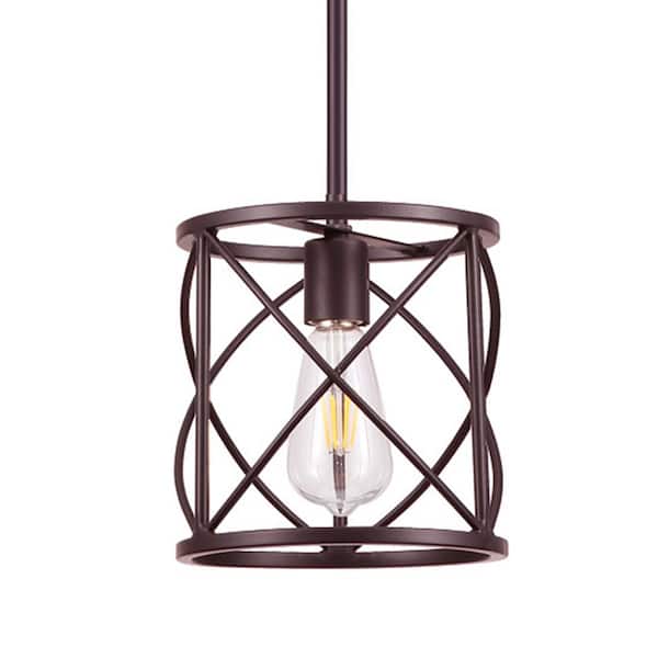 Cedar Hill 1-Light Brown Stainless Steel Outdoor Lantern Cylinder Pendant
