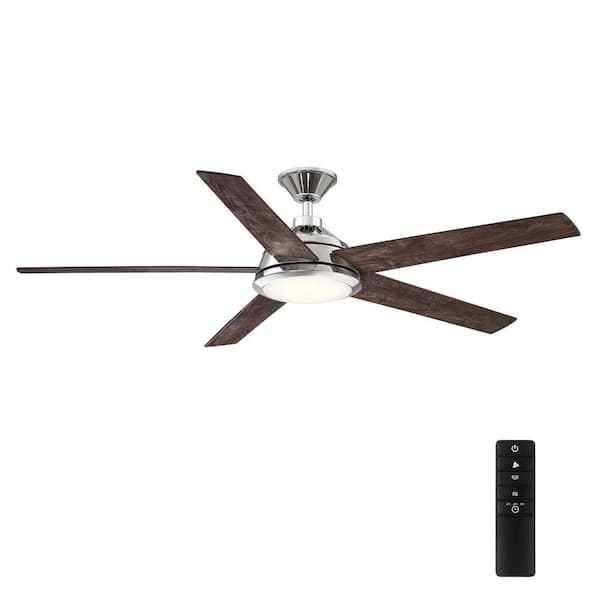 Home Decorators Collection Haverbrook 60 in. LED Polished Nickel Ceiling Fan with Light