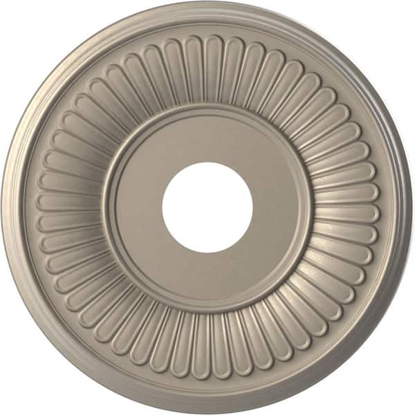 Ekena Millwork 16" OD x 3-1/2" ID x 1" P Berkshire Thermoformed PVC Ceiling Medallion Fits Canopies up to 7", Metallic Silver Metallic