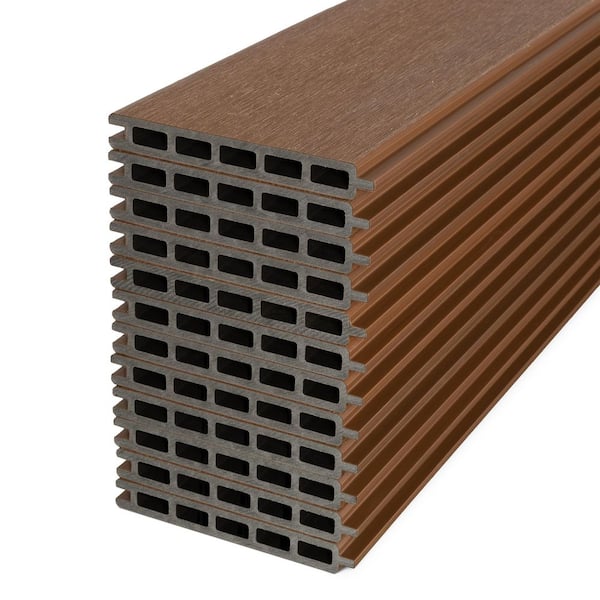 6 ft. x 6 ft. Composite Fence Series Maple Brown Brushed Fence Panel Boards (12-Pack)