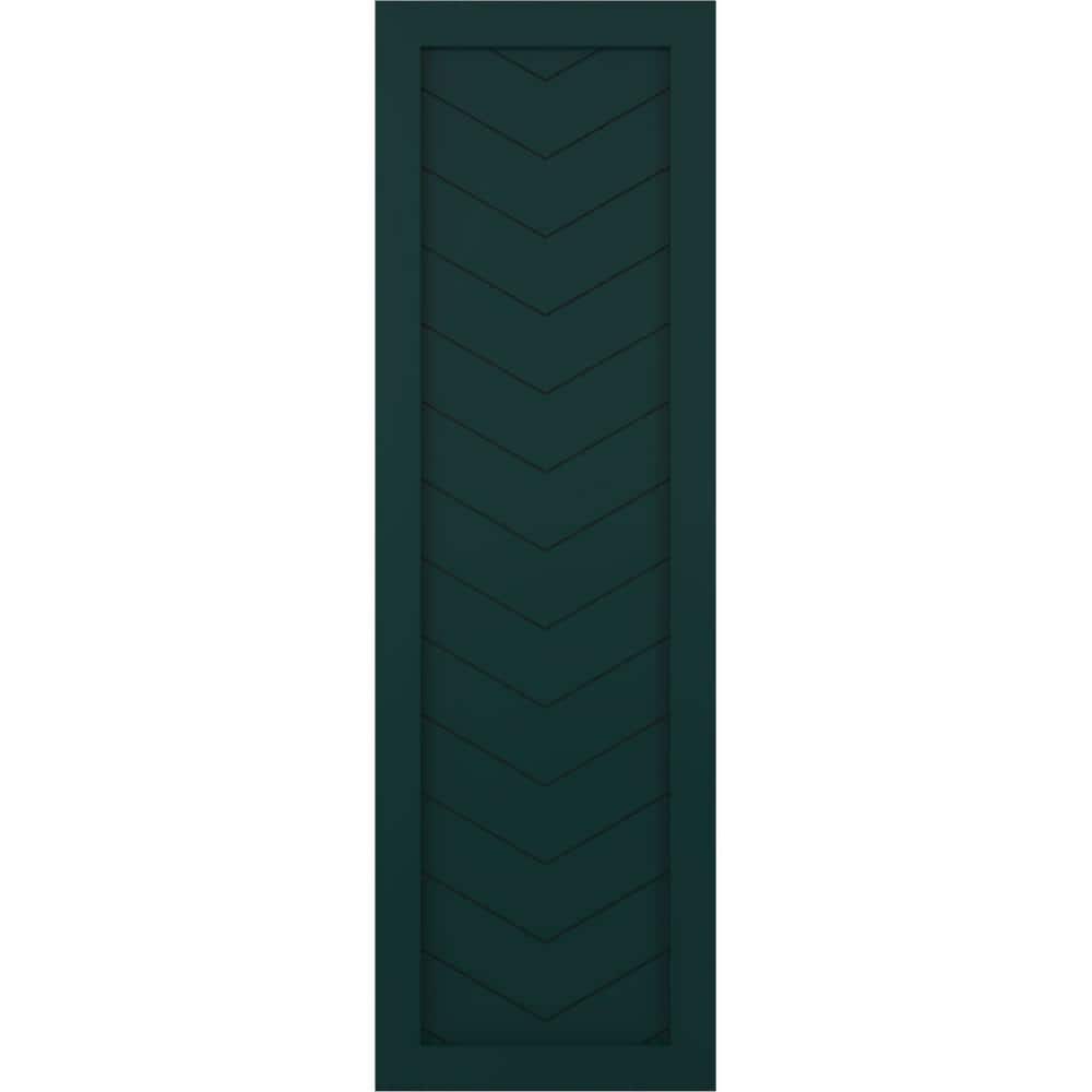 "12"" x 49"" True Fit PVC Single Panel Chevron Modern Style Fixed Mount Board and Batten Shutters, Thermal Green (Per Pair)" price history on PriceWatchPro