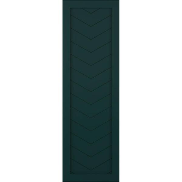 Ekena Millwork 12 in. x 58 in. True Fit PVC Single Panel Chevron Style Fixed Mount Board and Batten Shutters, Thermal Green (Per Pair)