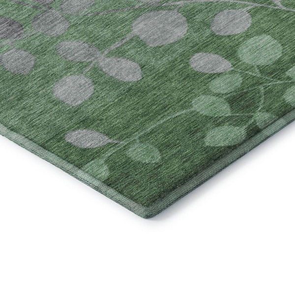 Mayfield Premium Machine Washable Abstract AMF1900 Green 8 ft. x 10 ft. Area Rug