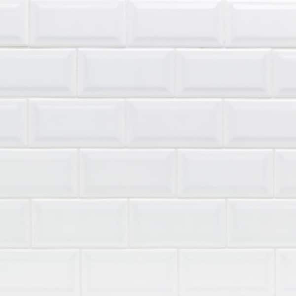 Ivy Hill Tile Essential White Beveled 3 in. x 6 in. x 6mm Polished Ceramic Subway Wall Tile (10.76 sq. ft./case)