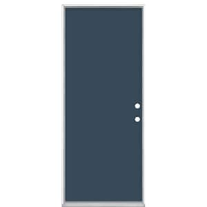 32 in. x 80 in. Flush Left Hand Inswing Night Tide Painted Steel Prehung Front Exterior Door No Brickmold