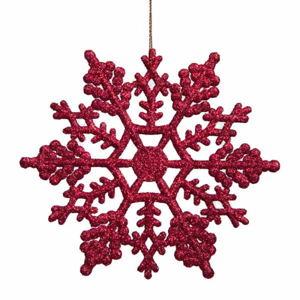 Glitter Snowflake Christmas Ornaments-4 in. (100mm)-Berry Pink-24ct price history on PriceWatchPro