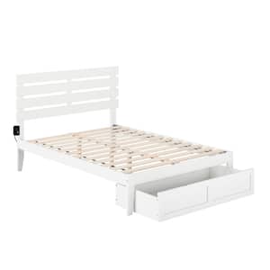 Oxford White Full Bed with Foot Drawer and USB Turbo Charger
