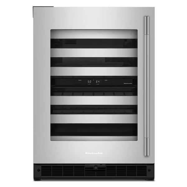 24 in. Dual Zone 46-Wine Bottles Beverage & Wine Cooler in Black Cabinet with Stainless Doors
