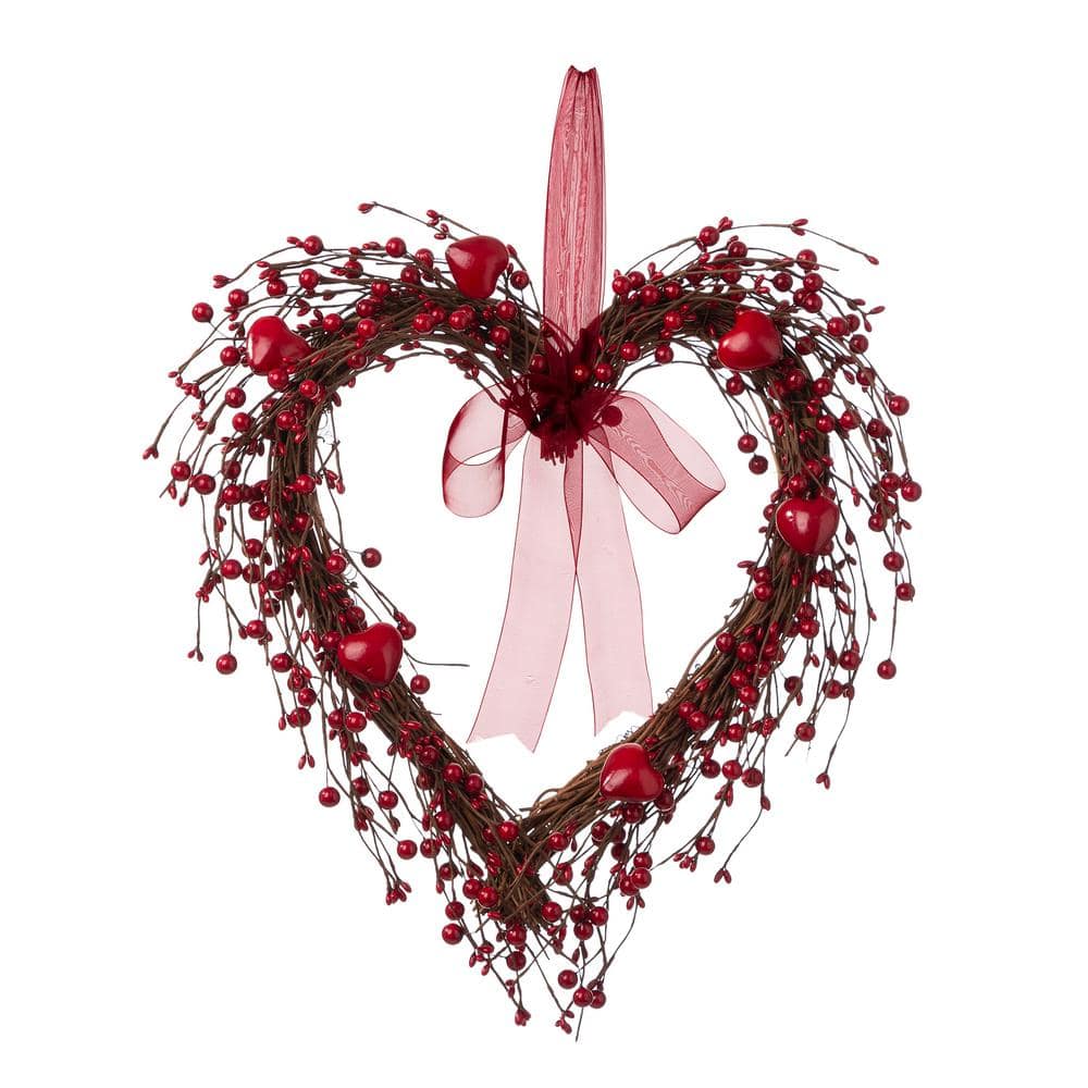24 Work Wreath Heart Form: Metallic Red