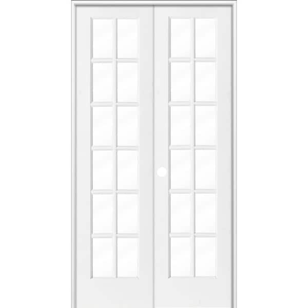 Krosswood Doors 48 in. x 96 in. Craftsman Shaker 12-Lite Right Handed MDF Solid Hybrid Core Double Prehung Interior Door
