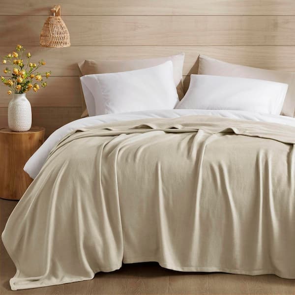 Bamboo Cotton Khaki Cotton Blend Twin Woven Blanket