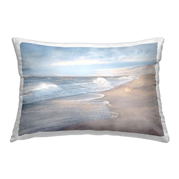 Stupell Industries Coastal Waves Scenery Blue Print Polyester 14 in. x 20 in. Throw Pillow