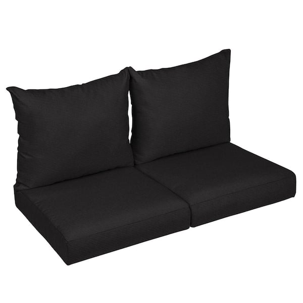 SORRA HOME 25 x 25 x 5 (4-Piece) Deep Seating Outdoor Loveseat Cushion in ETC Coal