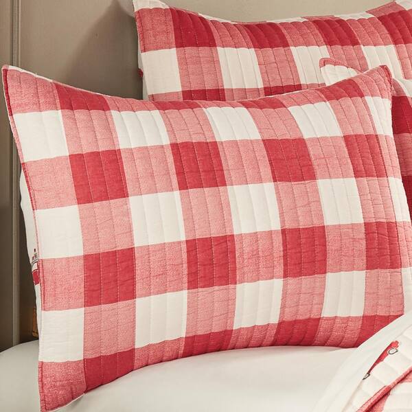 LEVTEX HOME Road Trip 3-Piece Red Plaid/Car Holiday Cotton King