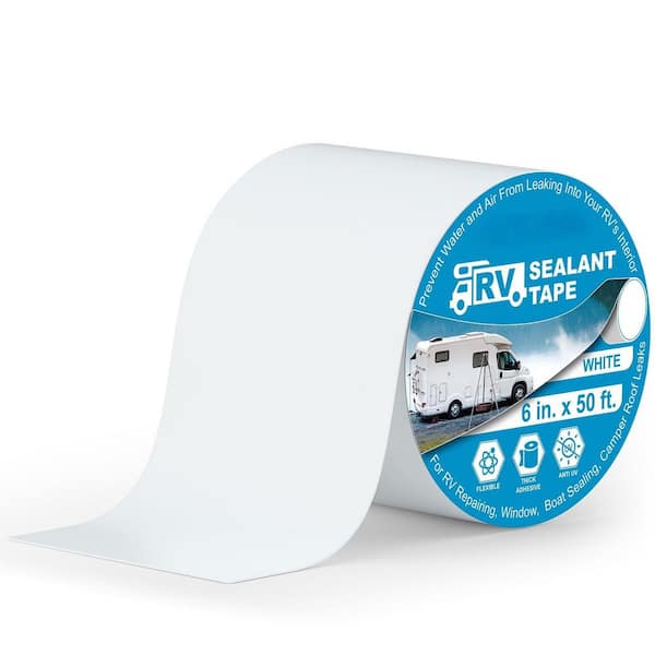 6 in. x 50 ft. Pure White Color Natural Rubber Roof Sealing Tape RV Camper Trailer Boat Sealing Leak Repair