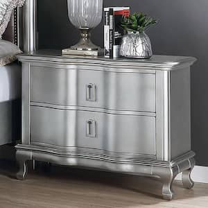 Lorenna Silver and Warm Gray 2-Drawer 33.38 in. Nightstand and Dresser