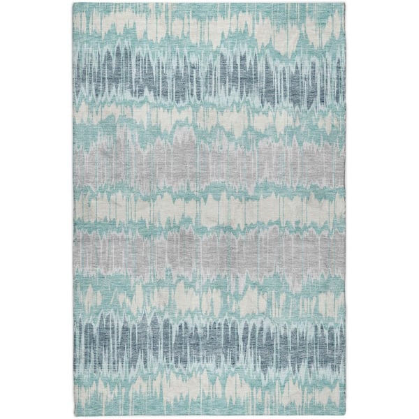 Dream Shag Premium Machine Washable Abstract ADS755 Teal 5 ft. x 7 ft. 6 in. Area Rug