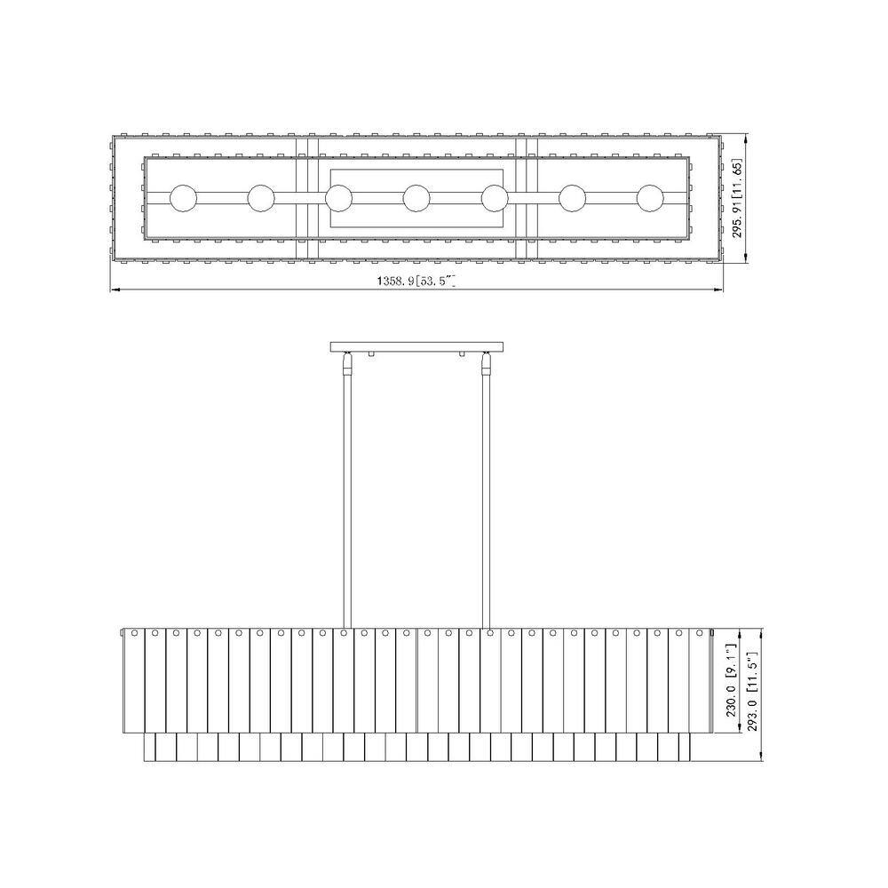 Glacier Modern Gold 7-Light Linear Chandelier with Textured Glass