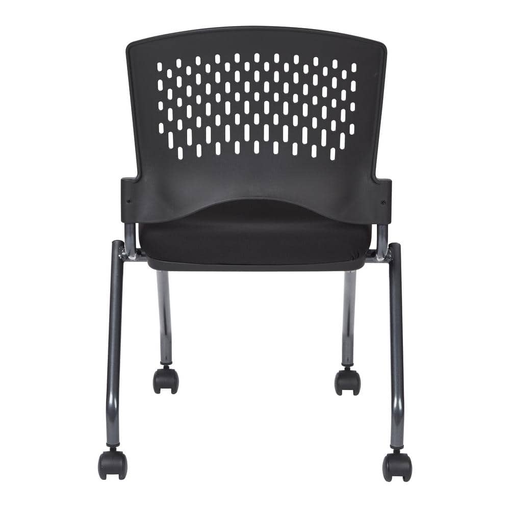 Deluxe Armless Black Mesh Folding Chair with Titanium Finish - 2 Pack