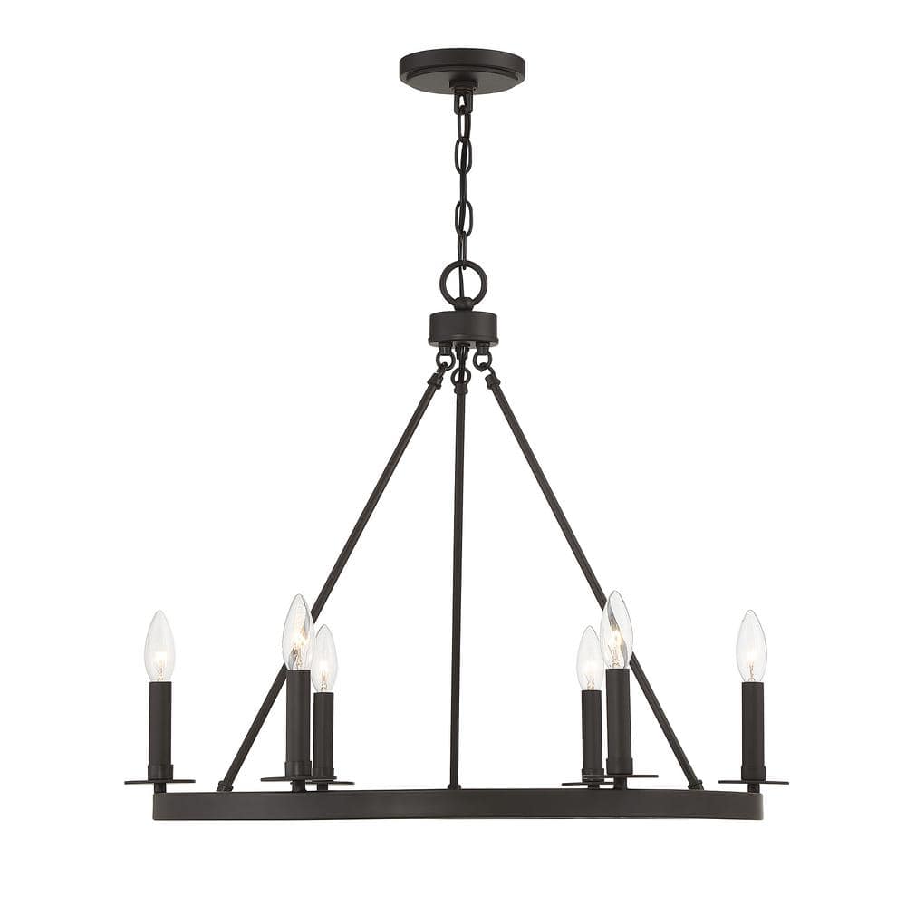 26 in. W x 22 in. H 6-Light Oil Rubbed Bronze Wagon Wheel Metal Chandelier with No Bulbs Included price history on PriceWatchPro