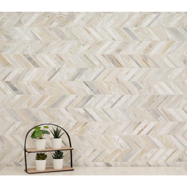 MSI Athena Gold Chevron 12 in. x 12 in. Honed Marble Mesh