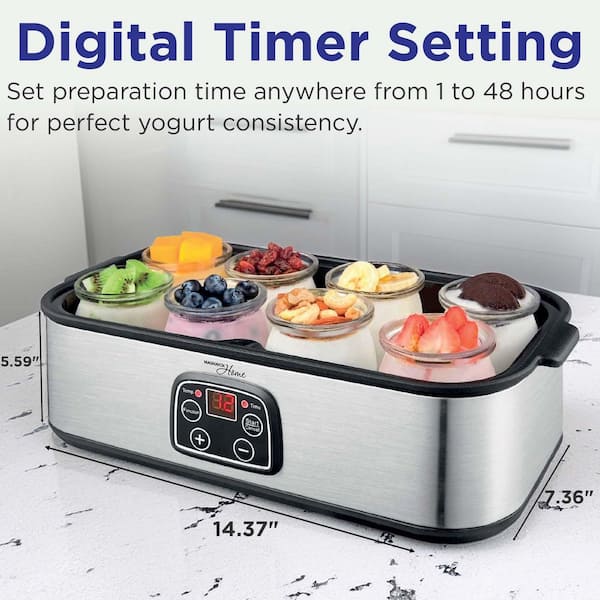 Magnavox 1.5 qt. Digital Yogurt Maker with 8-Glass Jars (6 oz.) in