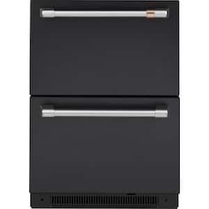 5.7 cu. ft. Built-in Undercounter Dual-Drawer Refrigerator with Storage Options in Matte Black, Fingerprint Resistant