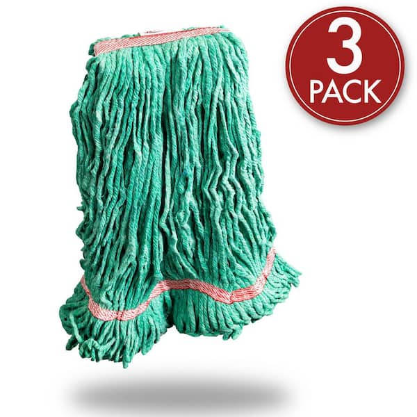 Libman Large String Mop Premium Blended Looped-End Wet Mop Head (Green) 3-Pack