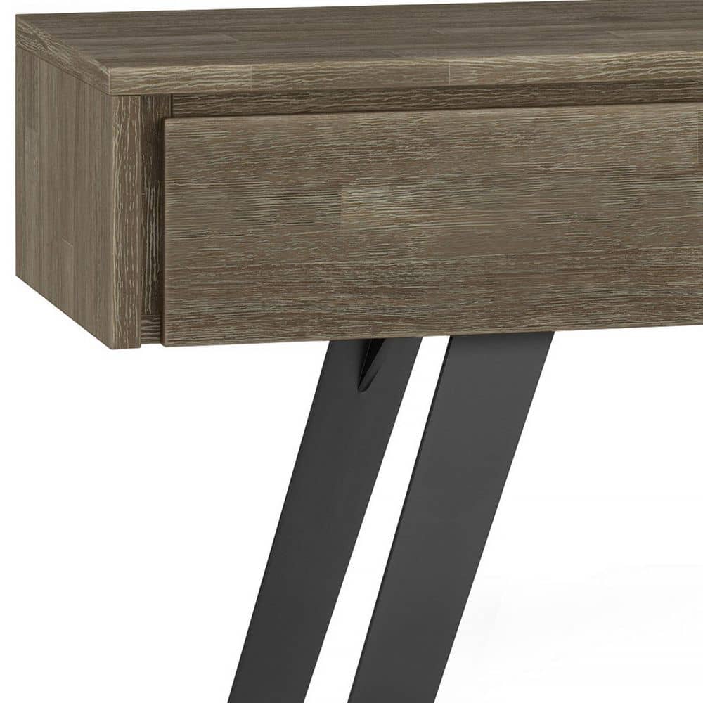 Urban Acacia & Metal 60" Console Table with Storage in Distressed Grey