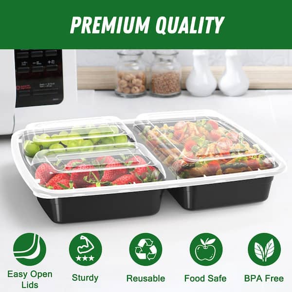 Anqtovp Plastic Meal Prep Food Containers with Lids Leakproof 3