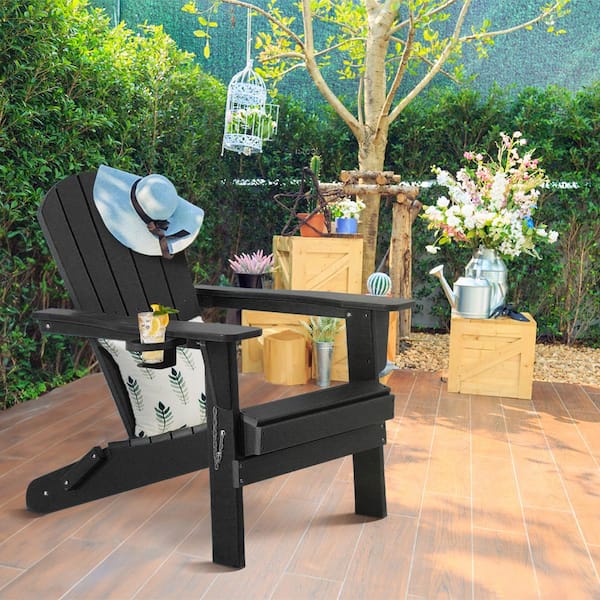 JUSKYS Classic All Weather Black Plastic Adirondack Chair