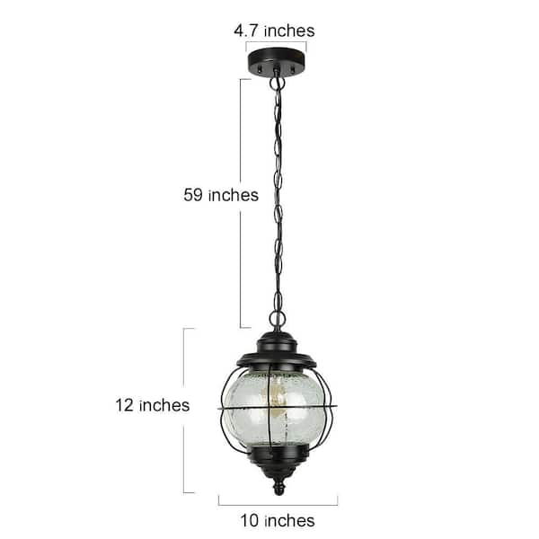 LNC Modern Farmhouse Black Outdoor Hanging Lantern 1-Light Coastal Pendant  with Seeded Glass Shade for Covered Patio Porch NA7NNFHD1254P47 - The Home  Depot