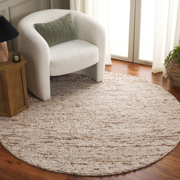 Natura 6 ft. x 6 ft. Ivory/Beige Patchy Solid Round Area Rug