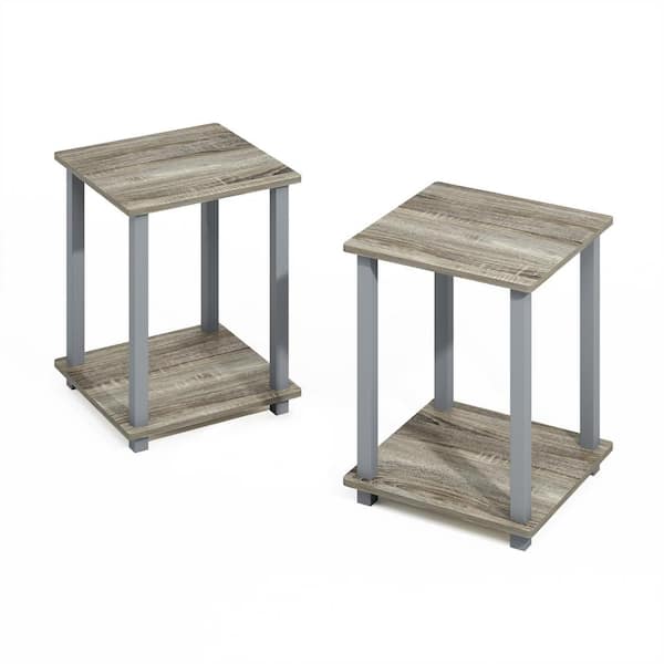 Furinno Turn-N-Tube 19.6 in. Tall French Oak/Grey Wood 3-Shelf Bookcase