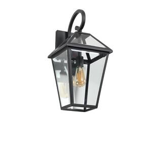 12 in. Black Control Dusk to Dawn Outdoor Hardwired Wall Lantern Scone with No Bulbs Included 1-Pack