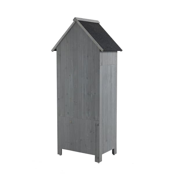30.3 in. L x 21.3 in. W x 70.5 in. H Outdoor Storage Cabinet; Wooden Tool Shed for Garden Patio Backyard Gray 4.48
