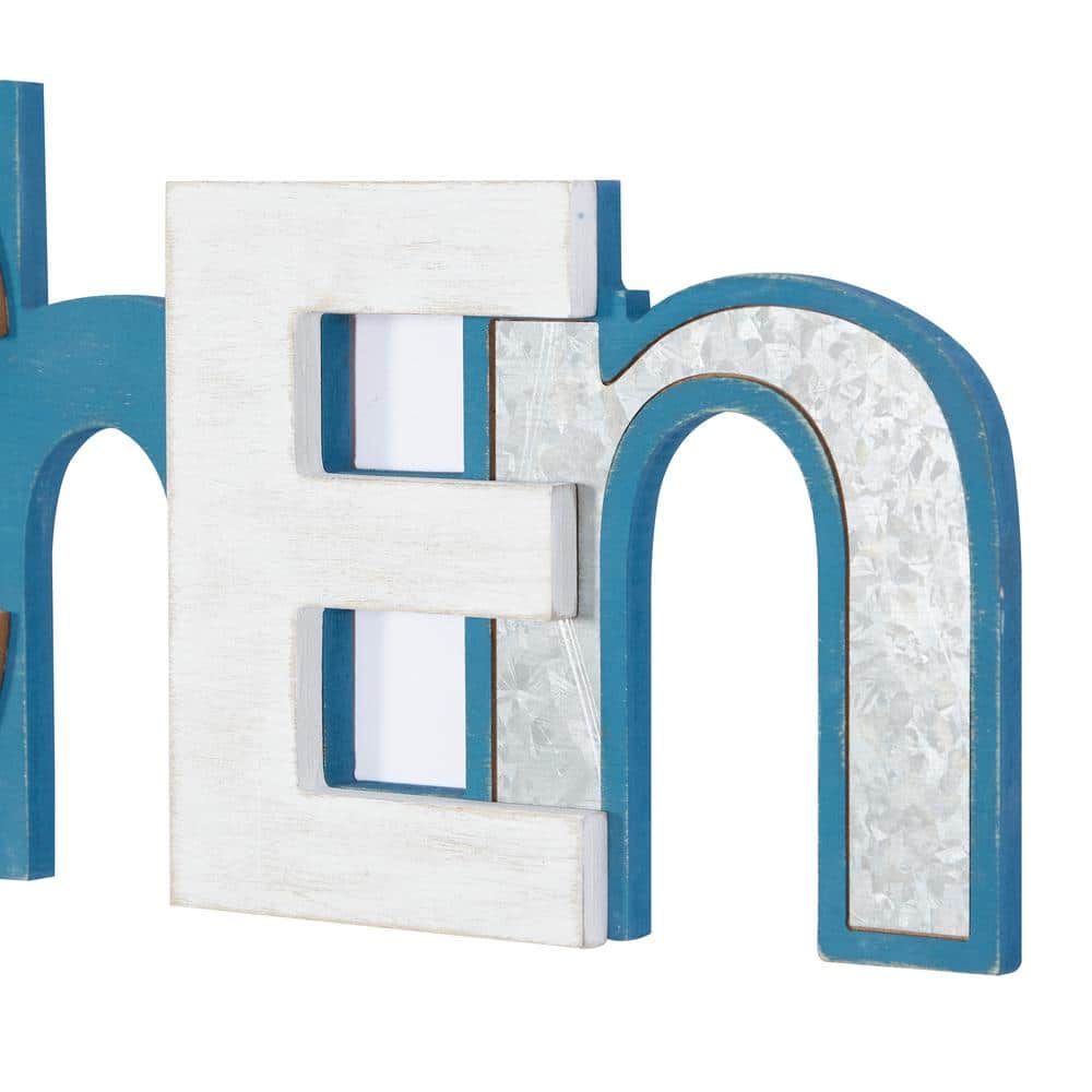 Multi-Colored Wood and Metal Coastal Kitchen Wall Sign